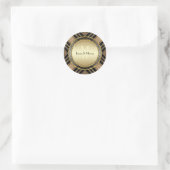Art Deco Zwart Goud Geometrie Trouw Speciale Gebeu Ronde Sticker (Tas)