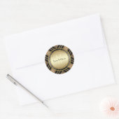 Art Deco Zwart Goud Geometrie Trouw Speciale Gebeu Ronde Sticker (Envelop)
