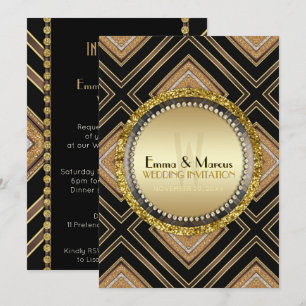 Art Deco Zwart Goud Geometrie Wedding Special Even Kaart