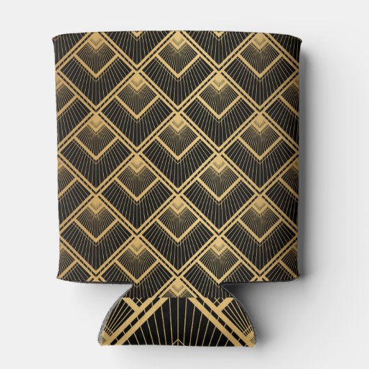 Art Deco zwart goud: geometrisch Blikjeskoeler (Achterkant)