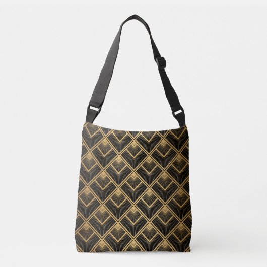 Art Deco zwart goud: geometrisch Crossbody Tas (Voorkant)
