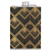 Art Deco zwart goud: geometrisch Heupfles (Achterkant)