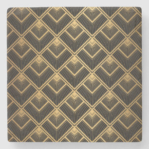 Art Deco zwart goud: geometrisch Stenen Onderzetter