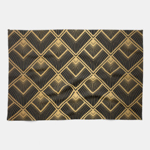 Art Deco zwart goud: geometrisch Theedoek