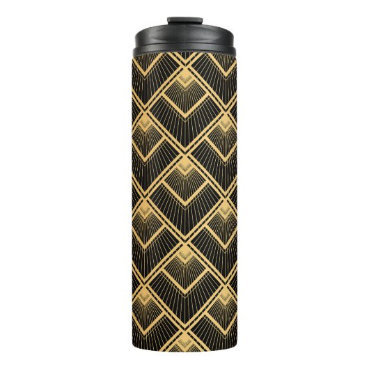 Art Deco zwart goud: geometrisch Thermosbeker (Voorkant)
