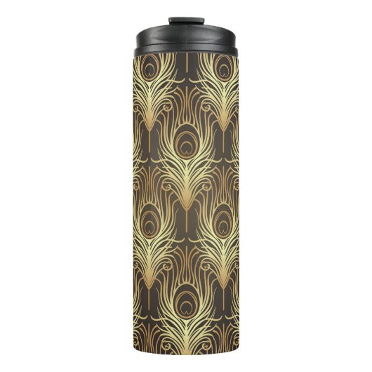 Art deco: zwart-goud geometrisch. thermosbeker (Voorkant)