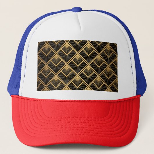 Art Deco zwart goud: geometrisch Trucker Pet (Voorkant)