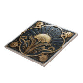 Art Deco Zwart Goud Geometrische Fan Tegeltje (Zijkant)
