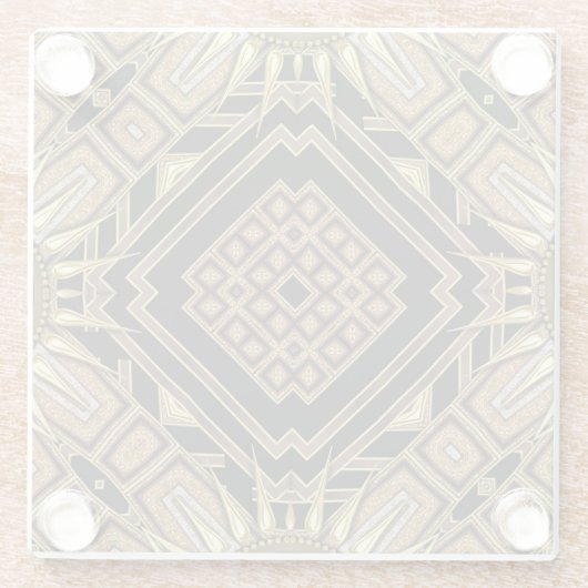 Art Deco Zwart Goud Geometrische Stijlvolle Glam P Glazen Onderzetter (Achterkant)