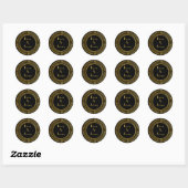 Art Deco Zwart & Goud Gepersonaliseerde Wedding Se Ronde Sticker (Vel)