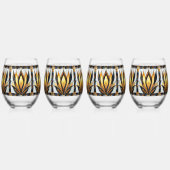 Art Deco Zwart Goud Glas in lood (Voorkant)