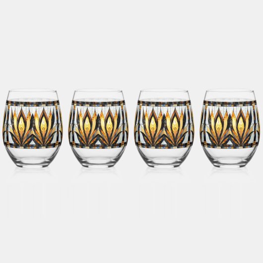 Art Deco Zwart Goud Glas in lood (Links)