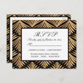 Art Deco Zwart Goud Grote Gatsby Bruiloft RSVP Kaa Uitnodiging Briefkaart (Voorkant / Achterkant)