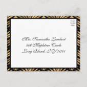 Art Deco Zwart Goud Grote Gatsby Bruiloft RSVP Kaa Uitnodiging Briefkaart (Achterkant)