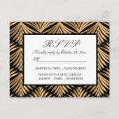 Art Deco Zwart Goud Grote Gatsby Bruiloft RSVP Kaa Uitnodiging Briefkaart (Voorkant)