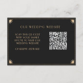 Art Deco Zwart Goud Huwelijk 20s | RSVP QR-code Informatiekaartje (Achterkant)