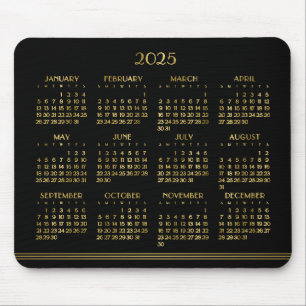 Art Deco Zwart Goud Jaarkalender 2025 Muismat