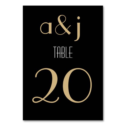 Art Deco Zwart Goud | Kaarten voor tabelnummer (Achterkant)