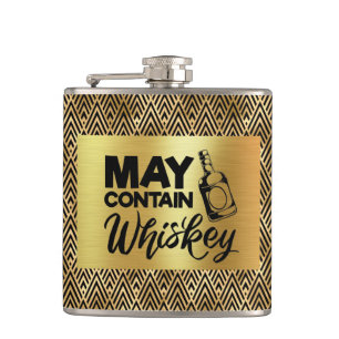 Art Deco Zwart & Goud - Kan Whiskey bevatten Heupfles