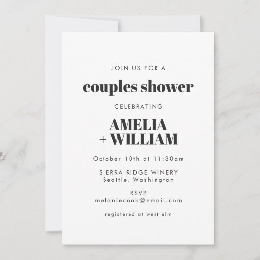  Art Deco Zwart Goud Moderne Koppels Douche Kaart (Voorkant)