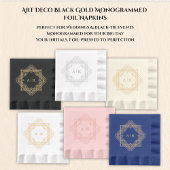 Art Deco Zwart Goud Monogrammed Folie Servetten