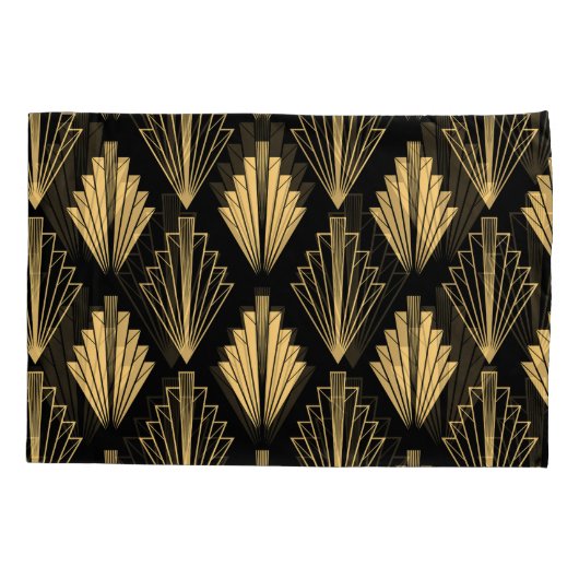 Art Deco Zwart Goud: Naadloos Kussensloop (Achterkant)