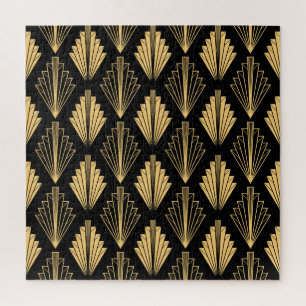Art Deco Zwart Goud: Naadloos Legpuzzel