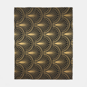Art Deco, zwart goud, naadloos patroon. Fleece Deken