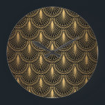 Art Deco, zwart goud, naadloos patroon. Grote Klok<br><div class="desc">Art Deco Patroon. Naadloze zwarte en gouden achtergrond. Schubben of schelpen kruisen kant ornament. Minimalistisch geometrisch ontwerp. lijnen. 1920-30s motieven. Luxe illustratie Dompel onder in Art Deco met zwarte en gouden geometrische lijnen. Een luxe tintje. Stap in de elegantie van het Art Deco-tijdperk met dit zwarte en gouden kanten ornament....</div>