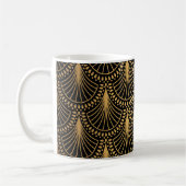 Art Deco, zwart goud, naadloos patroon. Koffiemok (Links)