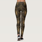 Art Deco, zwart goud, naadloos patroon. Leggings (Achterkant)