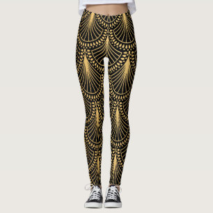 Art Deco, zwart goud, naadloos patroon. Leggings