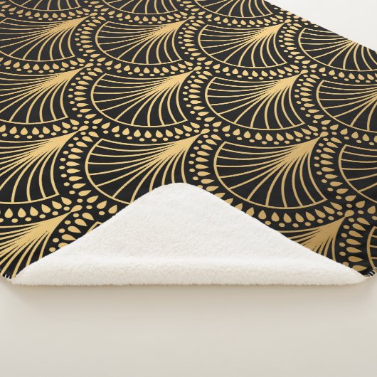 Art Deco, zwart goud, naadloos patroon. Sherpa Deken (3/4)