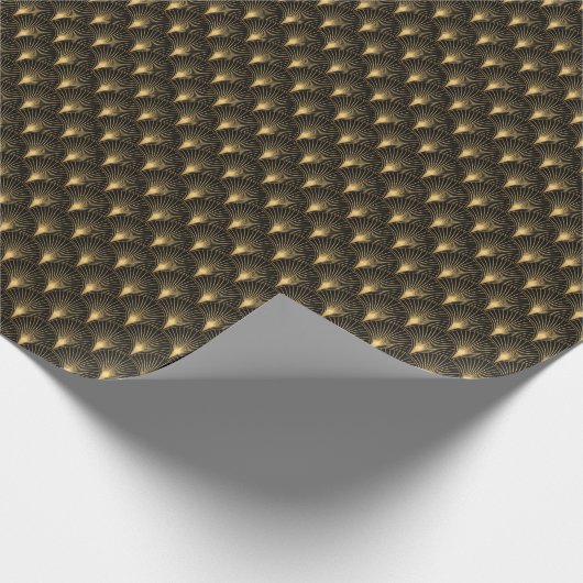 Art Deco Zwart Goud: Naadloze luxe Cadeaupapier (Hoek)