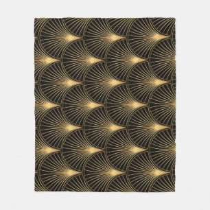Art Deco Zwart Goud: Naadloze luxe Fleece Deken