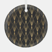 Art Deco: Zwart Goud Naadloze Luxe Glas Ornament (Voorkant)