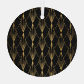 Art Deco: Zwart Goud Naadloze Luxe Glas Ornament (Achterkant)