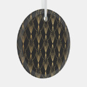 Art Deco: Zwart Goud Naadloze Luxe Glas Ornament (Voorkant Rechts)