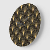 Art Deco Zwart Goud: Naadloze luxe Grote Klok (Hoek)