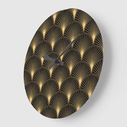 Art Deco Zwart Goud: Naadloze luxe Grote Klok (Hoek)