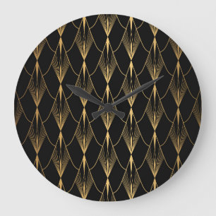 Art Deco: Zwart Goud Naadloze Luxe Grote Klok
