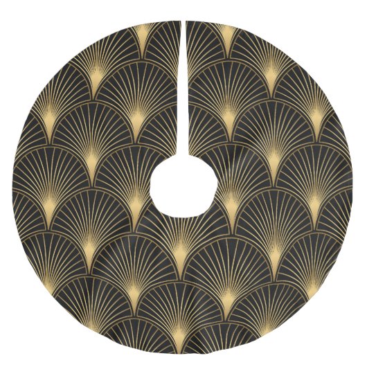 Art Deco Zwart Goud: Naadloze luxe Kerstboom Rok (Voorkant)