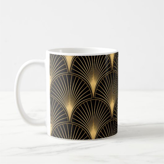 Art Deco Zwart Goud: Naadloze luxe Koffiemok (Links)