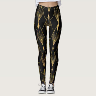 Art Deco: Zwart Goud Naadloze Luxe Leggings
