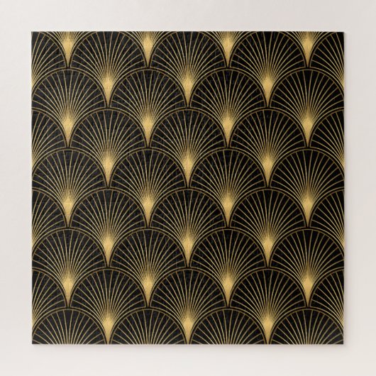 Art Deco Zwart Goud: Naadloze luxe Legpuzzel (Verticaal)
