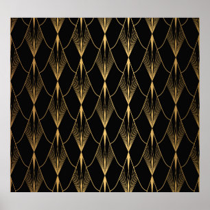 Art Deco: Zwart Goud Naadloze Luxe Poster