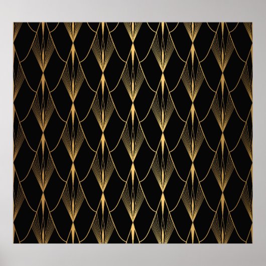 Art Deco: Zwart Goud Naadloze Luxe Poster (Voorkant)