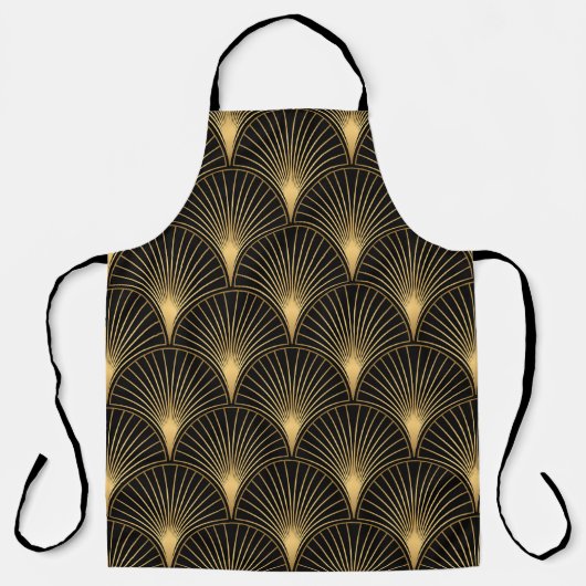 Art Deco Zwart Goud: Naadloze luxe Schort (Voorkant)
