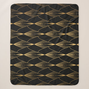 Art Deco: Zwart Goud Naadloze Luxe Sherpa Deken