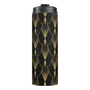 Art Deco: Zwart Goud Naadloze Luxe Thermosbeker